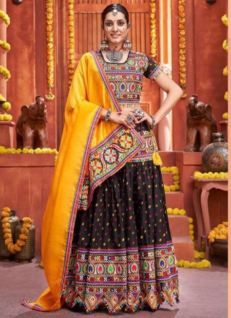 Black Colour Aawaiya Rajwadi Vol 4 New Designer Navratri Special Cotton Silk Lehenga Choli Collection 7010